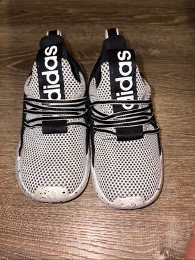 adidas toddler Black and White Knit Slip-On Sneakers